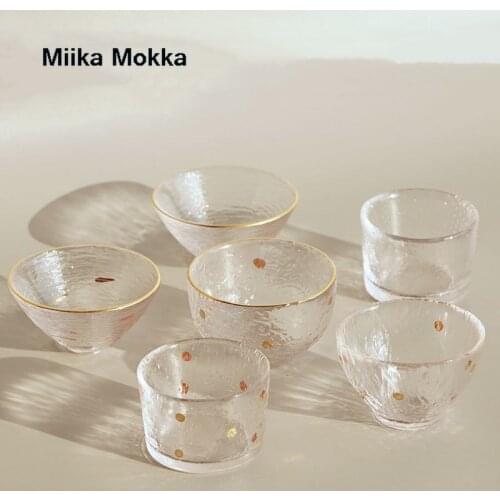 Japanese Style Glass Tea Cup Teacup with Glod Rim for Kung Fu Tea Coffee Coaster Jewelry Storage Trinket Dish