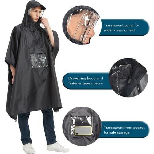 TOMSHOO-Poncho de lluvia con capucha para hombre y mujer, impermeable, ligero, para exteriores, senderismo ciclismo acampada