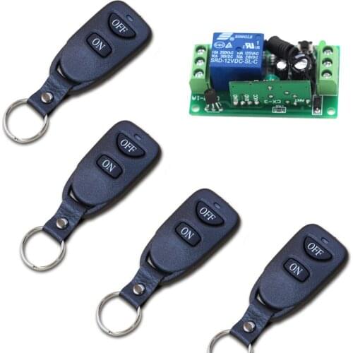 Smart Home Wireless Remote Control Light Switch RF Remote Control Switch 12V 24V 1CH Relay Receiver + 4 Transmitter
