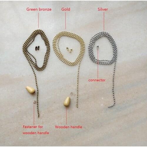 3.0mm Metal Pull rope string metal beads rope lighting pull switch extension rope optional wooden handle or connector