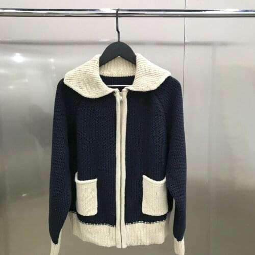 Ladies 2021 fashion new long-sleeved sexy contrast retro cardigan sweater 0108