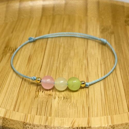 Pink Agate Bracelets Women Handmade Green Natural Stones Beads Jewelry 2021 Sweet Girl Thread Accessories Gifts to Girlfriend