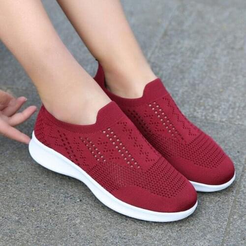 Women Shoes Knitting Sock Sneakers Women Spring Summer Slio On Flat Shoes Women Loafers Flats Walking Mesh Casual Running Shoes