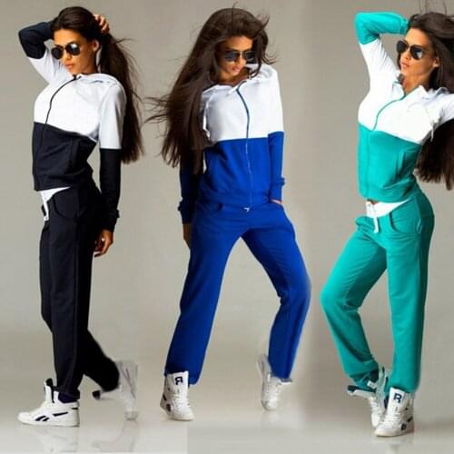 Female Stitching Hooded Sweater Sportswear Suit Yoga Clothing Suit
