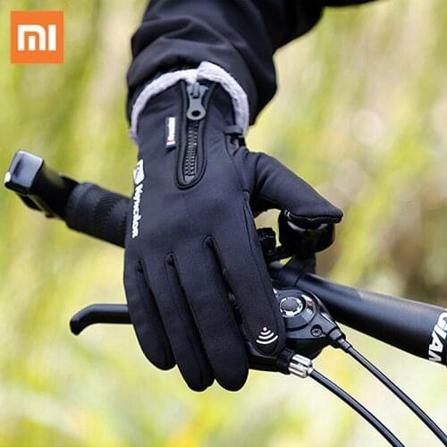Xiaomi Winter Thermal Touchscreen Gloves Anti-Slip Windproof Cycling Gloves Fleece Lining Adjustable Zipper Outdoor Sport Riding