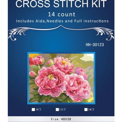 Gold Collection Counted Cross Stitch Kit Pink Peonies Peony Flower Flowers alisa
