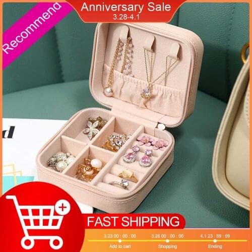Simple Candy Color Portable Velvet Jewelry Storage Box Travel Earrings Necklace Ring Holder Organizer Display Small Case 1pc