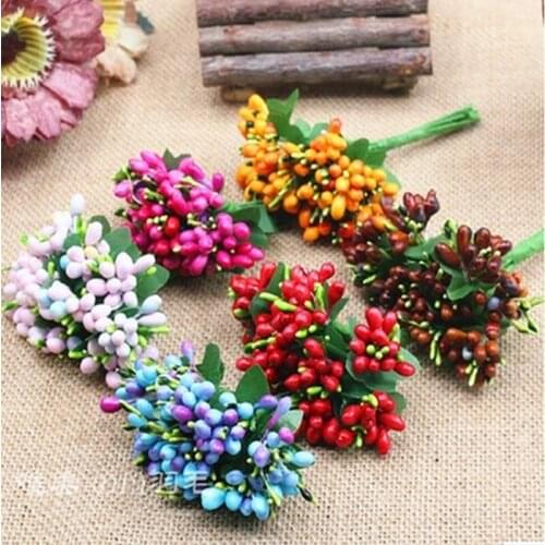 10PCS/lot Mulberry Party Artificial Flower Stamen Wire Stem/Marriage Leaves Stamen Wedding Box Decoration