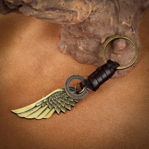 10Pcs/Lot Fashion Jewelry Copper Vintage Keychains Handmade Leather Key Rings Accessories for Surprise Gift Drop Shipping