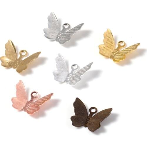 100pcs Butterfly Filigree Wraps Connectors Charms 11x13mm Metal Copper Charms Pendants DIY Earrings Necklaces for Jewelry Making