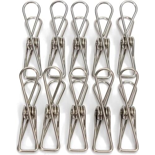 200Pcs/Lot Hot Sale Excellent Quality New Arrival Stainless Steel Spring Clothes Socks Hanging Pegs Clips Clamps Silver Laundry