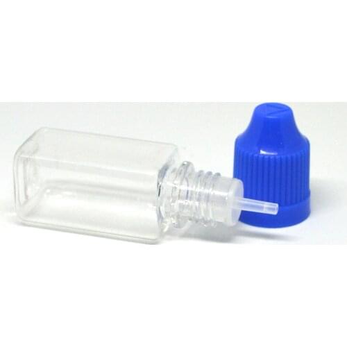 50pcs Empty Clear PET Square Bottle 10ml Hard Plastic Dropper Bottles With Childproof Cap E Liquid Needle Vial