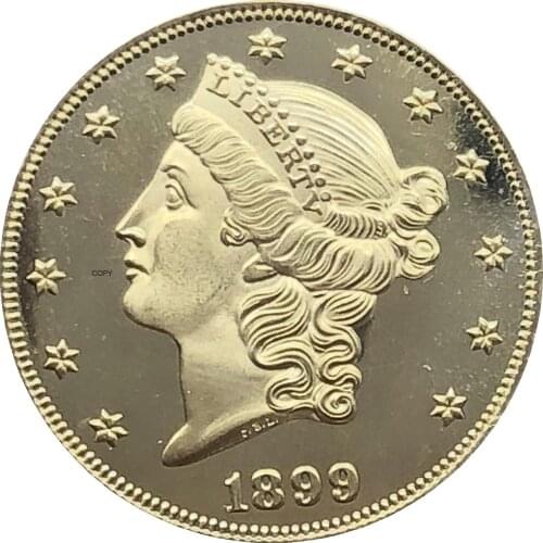 United States Liberty Head Double Eagle US 1899 1899 S Twenty Dollars With Motto In God We Trust Gold Coins Brass Copy Coins