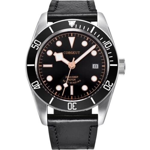 Corgeut 41mm Mens Mechanical Wristwatches NH35 Movement date waterproof sapphire glass Clock Mens Automatic Watch