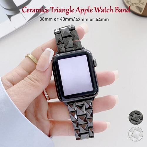 Luxury ceramics stainless steel business bracelet for Apple watch band 40mm 44MM 42mm 38mm strap for iwatch series 6 se 5 4 3 2