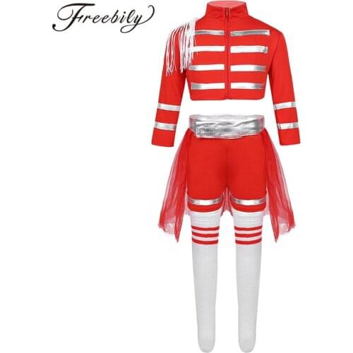 Child Girls Cheerleading Modern Jazz Dance Costume Street Dancing Crop Tops with Shorts Skirt Socks Set Kids Stage Dance Wear