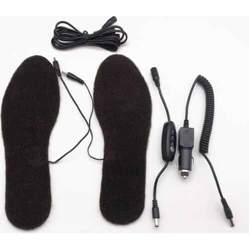 12V Electric Heated Insoles Foot Warmer + Cigarette Lighter and 3 Modes Temperature Controller Hot Insoles For Golf Shoes