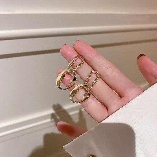 Geometrical Irregular Metal Earrings S925 Korean Temperament Earrings New Fashion Fashion Pendant Earrings Personality Women