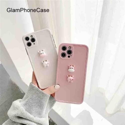 GlamPhoneCase 3D Milk Cow Phone Case For iPhone12Pro/max 11Pro/Max XS Max XR Soft Silicone Cover For iPhone11 7 8Plus Case