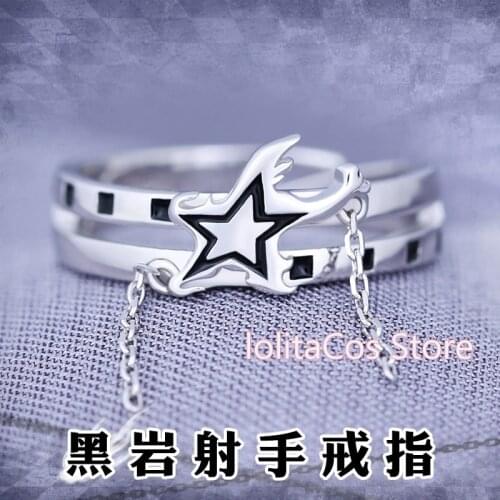 Anime Black Rock Shooter BRS Kuroi Mato Cosplay S925 Silver Ring Men Women Rings Adjustable Jewelry Fashion Birthday Xmas Gift