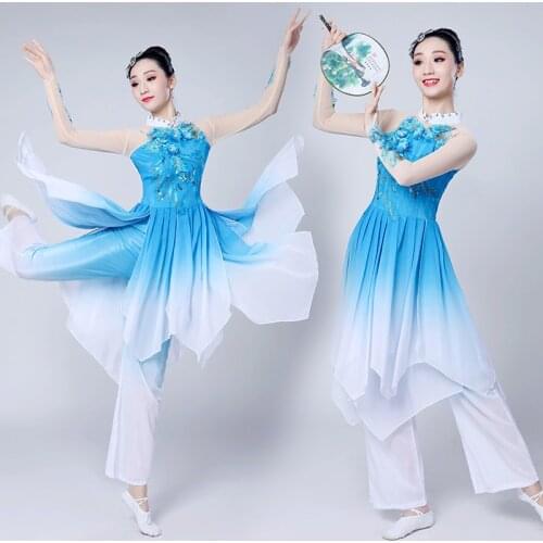 Chinese style Hanfu classical dance costume adult female square dance Yangge costumes fan dance set