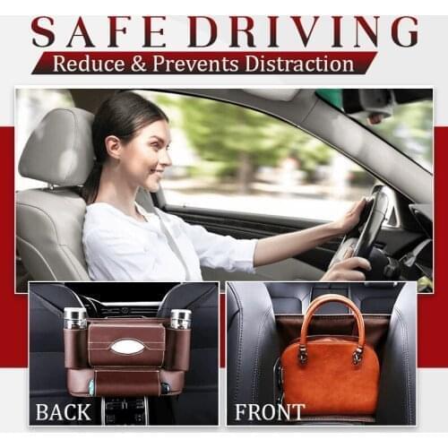 Leather Car Net Pocket Handbag Holder Multifunction Large Capacity Storage Bag Car Styling