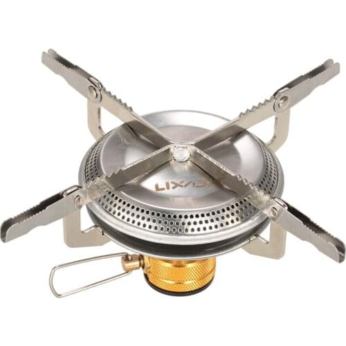 Lixada Portable Stainless Steel Mini Camping BBQ Gas Stove Outdoor Hiking Picnic Survival Cookout Folding Stove Head gas-burner