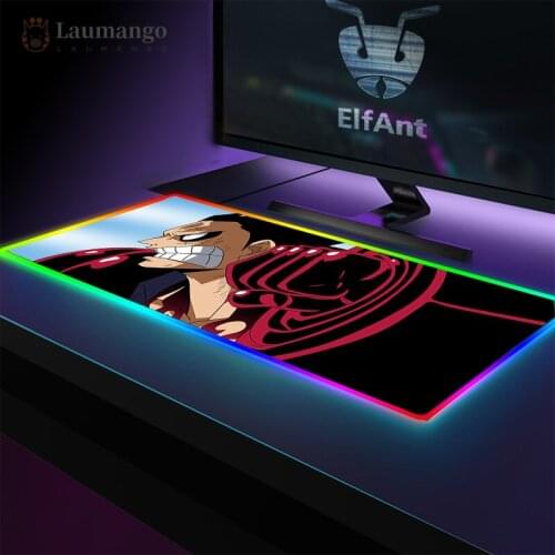 Luffy Snake Man LED 40x90 Mouse Pad Abstract Computer Protector Pad HD Print RGB Desk Gamer Padmouse Backlight One Piece