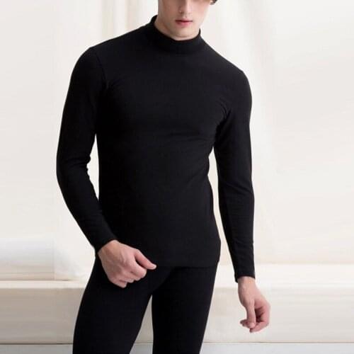 Male Thermal Underwear Mens Long Autumn Winter Turtleneck Tops+Pants 2 Piece Set Homem Clothing Warm Thick Plus Size L-2X