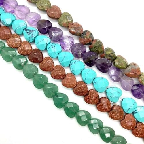 Natural Stone Colorful Heart-shaped Amethyst Tiger Eye Stone Powder Crystal Couple DIY Ladies Charm Necklace Bracelet Jewelry