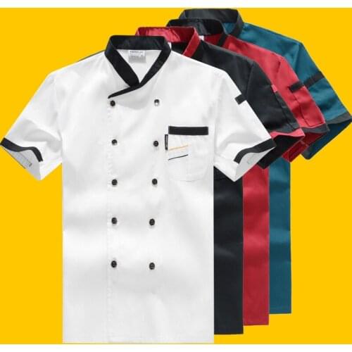 New Chefs Breathable Outfit Summer Wear Work Clothes Men and Women Overalls Coats Hotel Chef Black Jacket Uniform