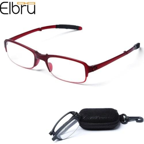 Elbru New Folding HD Lens Reading Glasses Men Women Foldable Presbyopia Hyperopia Eyeglasses Portable Gift For Parents With Case