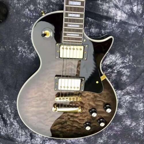 OEM Gray Black Inner Pattern Electric Guitar, Ebony Binding, Gold Hardware Free Delivery