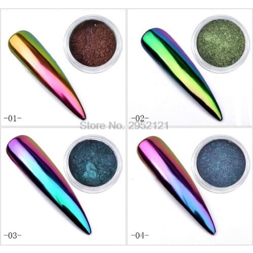 By dhl 500boxes Chameleon Mirror Laser Nail Glitter Powders Auroras Effect Nail Art Chrome Pigment Dust hot