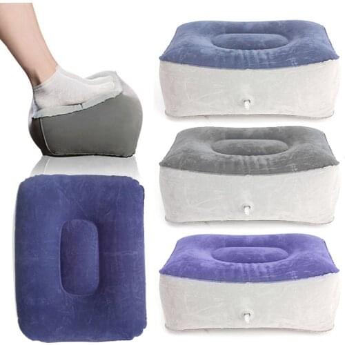 Portable Inflatable Travel Foot Rest Footrest Pillow Air Cushion Folding Adjustable Resting Pillow Plane Train Kids Bed Car Bus