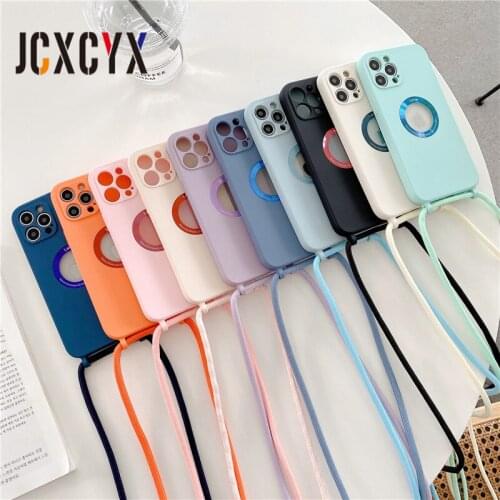 Shockproof Camera Protection Crossbody Lanyard Strap Phone Case For iPhone 12 11 Pro Max X XS XR 7 8 plus Liquid silicone Cover