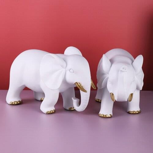 Modern Handicrafts Exquisite Elephants Lucky Figurines Mascot Home Living Room Decoration Accessories Resin Sculpture Crafts