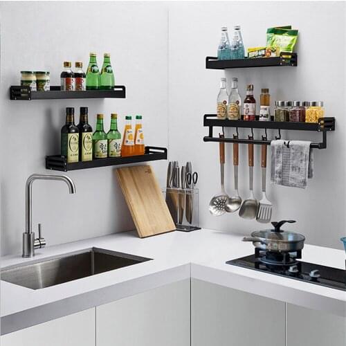 Kitchen Spice Rack Bathroom Rack With Hook Kitchen Storage Rack Towel Rack Storage Rack Wall-Mounted Wash Storage Bathroom Rack