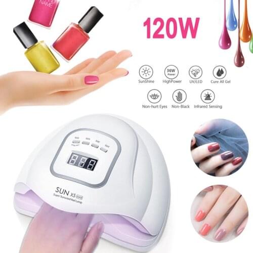 120W Nail Dryer Machine LED Nails Lamp Dual Light Source Portable Phototherapy Lamp For Drying UV Nails Gel Polish Manicure Tool