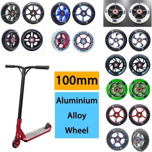 Precise MX 100mm scooter wheel Aluminium Alloy Hub 24mm thickness Handcart Tyre Ruedas 2 pieces Blue Green White 88A Durable PU