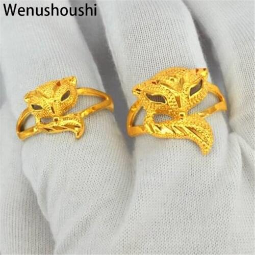 WENUSHOUSHI adjustable size gold color copper fashion cute fox rings for women jewelry drop ship ok wufj047