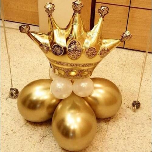 1set Large Size Gold Crown Foil Balloons with Metallic Latex Balloon Wedding Decor Baby Shower Birthday Party Supplies