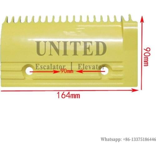 10pcs Escalator Yellow Plastic Comb Plate H2200145 L164mm W90mm Hole Space 90mm 19Teeth RIGHT