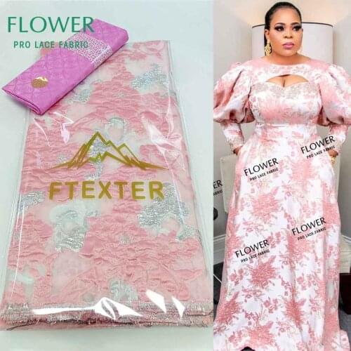2.5+2.5 Yards Jacquard Style 2021 Latest Net Lace African French Net Tulle Lace Fabric With Embroidery For Sew