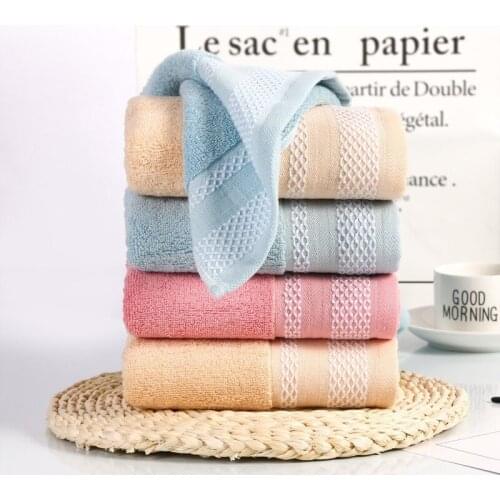 2pcs Pure Cotton Absorbent Towel Soft Cotton Face Towel Towel Gift 32X72cm Plain Dyed Rectangle Knitted
