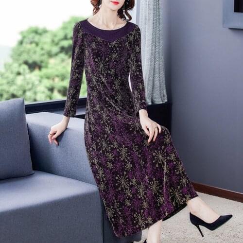 2020 Autumn and Winter New Womens French Retro Dress Vintage Floral Long Sleeve Slim Elegant Party Dress Plus Size 4XL 5XL y111