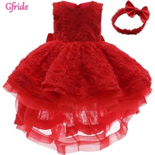 2021 Summer Flower Girls Party Dress With Headband Sleeveless For Kids Birthday Gown Elegant Piano Performance Bow Clothing