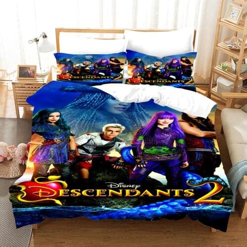 3D Descendants 2 3 Printed Bedding Set Disney Duvet Cover Set Comfortable Cover Bedclothes Home Textile for Children Kids Adults