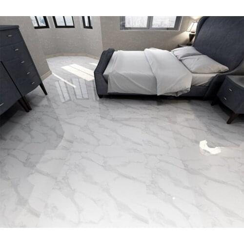 3d flooring painting flooring papel de parede 3d flooring White stone floor living room wall bedroom full-body marble floor