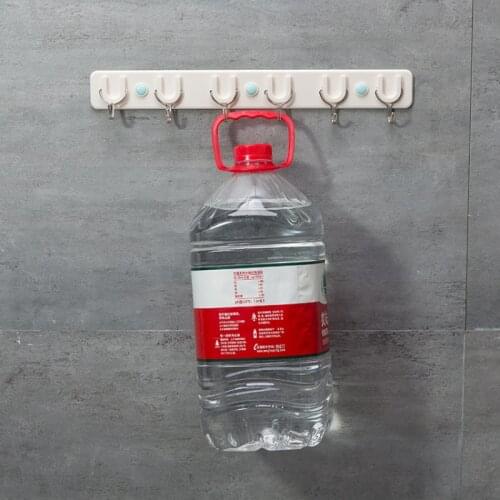 6 Linked Hooks Kitchen and Bathroom Storage Tools Keychains on the Wall Hooks at the Door Stainless Steel Multifunctional Shelf